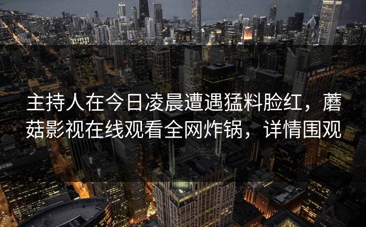 主持人在今日凌晨遭遇猛料脸红，蘑菇影视在线观看全网炸锅，详情围观