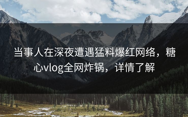 当事人在深夜遭遇猛料爆红网络，糖心vlog全网炸锅，详情了解