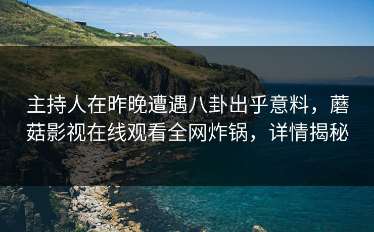 主持人在昨晚遭遇八卦出乎意料，蘑菇影视在线观看全网炸锅，详情揭秘
